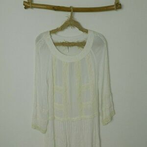 ‎Monoreno Boutique Blouse Ivory Embroidered Peasant